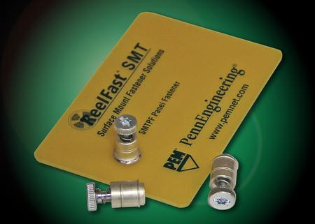 New PEM® ReelFast® surface mount spring-loaded captive panel screws install precisely and permanently where designed on printed circuit boards.